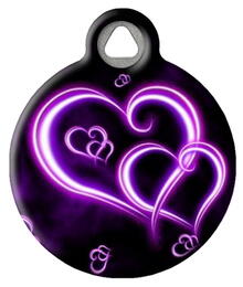 Neon Purple Hearts Pet ID Tag